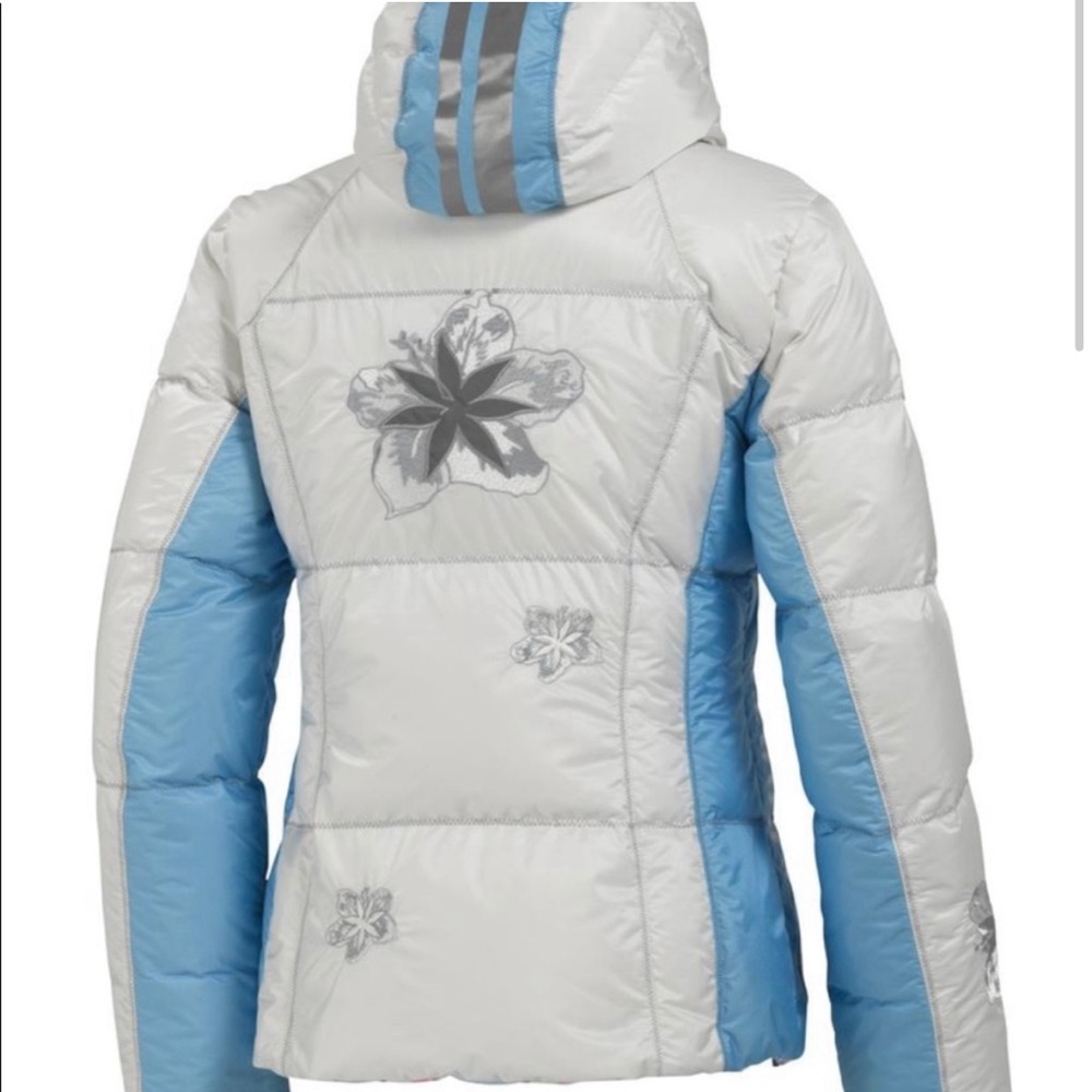 Bogner White & Light Blue Down Ski Jacket with Pink Trim Reversible - Picture 4 of 8
